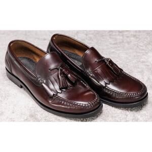 Bass Courier Burgundy Leather Tassel Loafers Slip On Shoes Mens Size 9.5 W